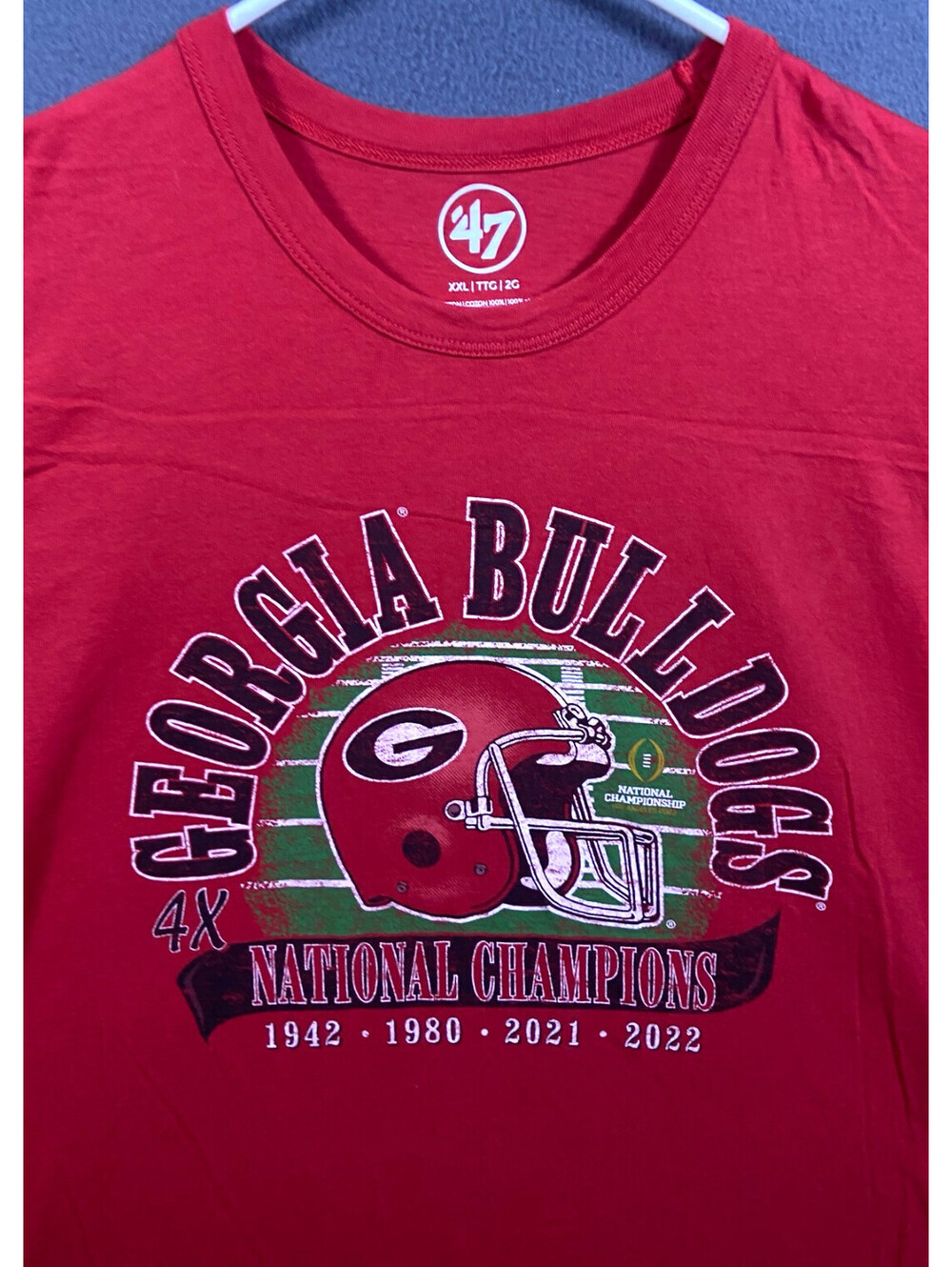 ‘47 Brand Georgia Bulldogs College Football T-Shirt Mens 2XL Red UGA "Sic Em"!